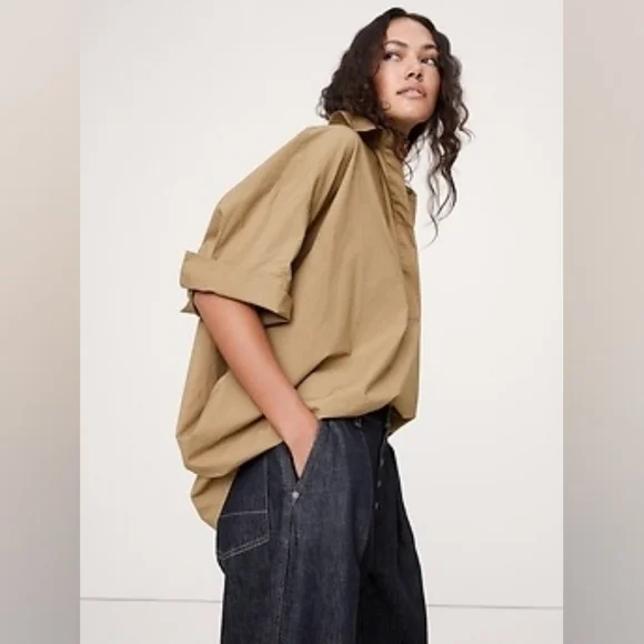 NWT Banana Republic Oversized White Popover Top - Picture 3 of 6